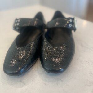 Zara patent buckle ballet flats